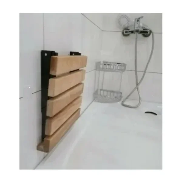 Katlanır Duş Taburesi - Doğal Ahşap Katlanır Banyo Oturağı