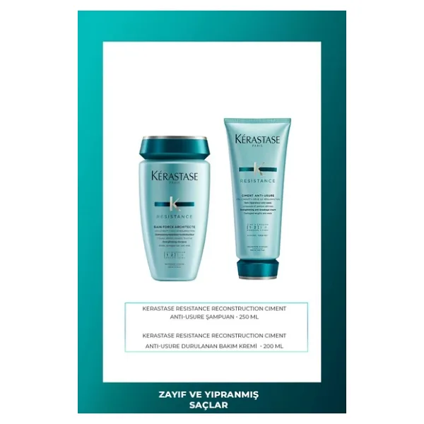 Kerastase Kerastase Resistance Ciment Anti-Usure Onarıcı Saç Kremi 200 ml & Şampuan 250 ml