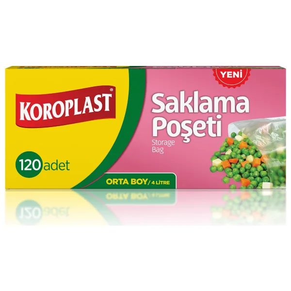 Koroplast Saklama Poşeti 120'li 24X38 Cm, Sızdırmaz & Dayanıklı, Hava Geçirmez, Geri Dönüştürülebilir Saklama Torbası, Mutfak, Dondurucu, Buzdolabı, Sos Ve Sıvı Yiyecekler, Seyahat, Piknik, Okul, Ofis