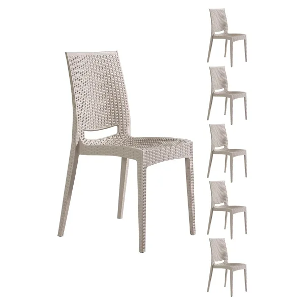 MOBETTO 6 Adet Rattan Cappucino Sandalye/Balkon-Bahçe-Teras