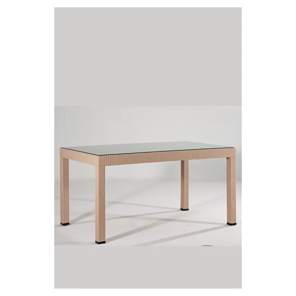 Mobetto Rattan 90X150 Camlı Cappucino Masa - Bahçe&balkon&teras