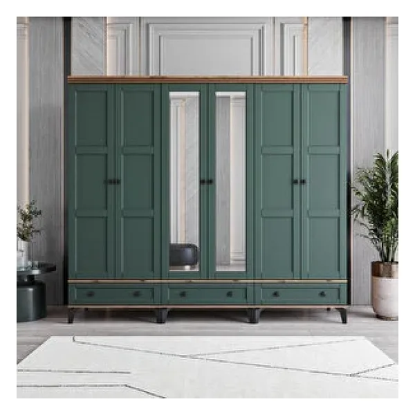 Monzıo Karin 6 Kapaklı Çekmeceli Gardırop Tamamı Mdf