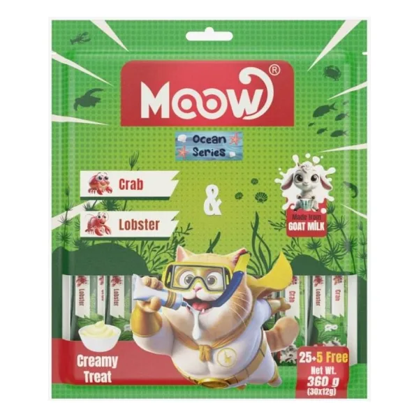 Moow Yengeçli Istakozlu Keçi Sütlü Krema 30x12 gr Yetişkin Kedi Ödül Maması