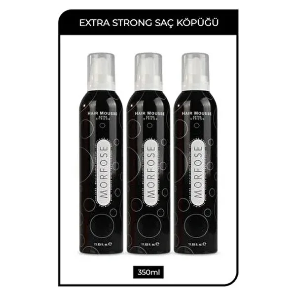 Morfose Extra Strong Siyah 350 ml 3 Adet Saç Köpüğü