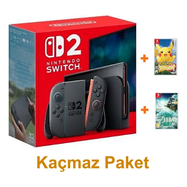 Nintendo Switch 2 Oyun Konsolu + Nintendo Switch Pokemon Lets Go Pikachu Oyun + Nintendo Switch The Legend Of Zelda Tears Of The Kingdom Oyun