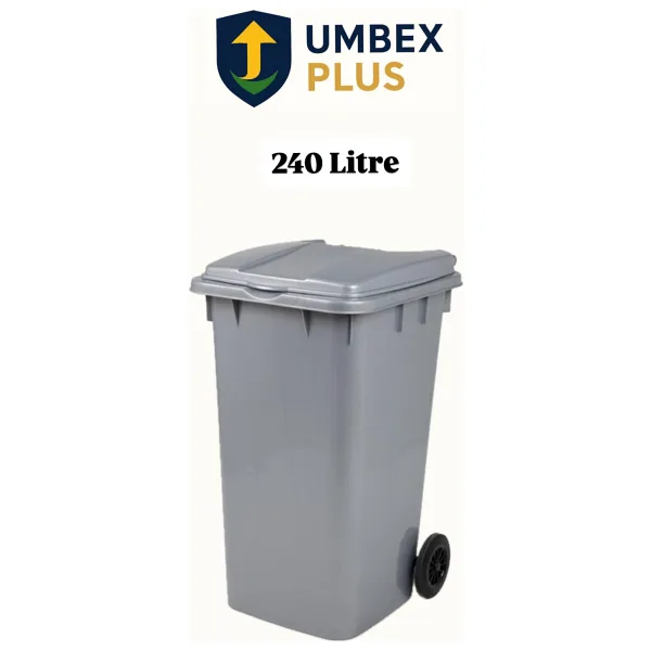 Plastik Metal Pedallı Çöp Konteyneri 240 Litre Konteyner - Isıya Dayanıklı Malzeme - - Gri