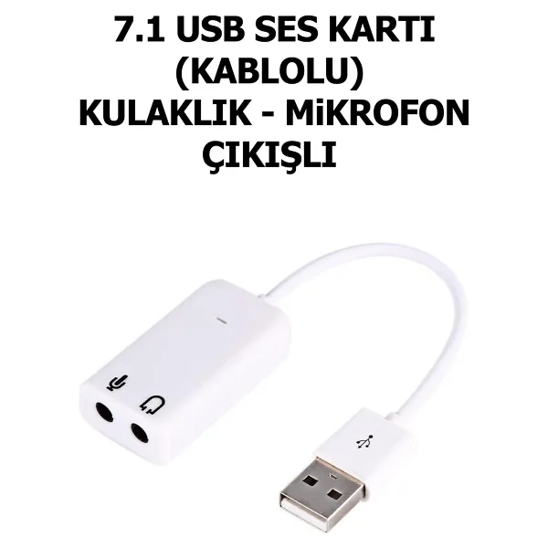 Plus Bilişim Usb Ses Kartı Kablolu 3.5mm Uyumlu Kulaklık ve Mikrofon Çıkışlı, Usb Card, Usb Ses Harici 7.1 Kanal