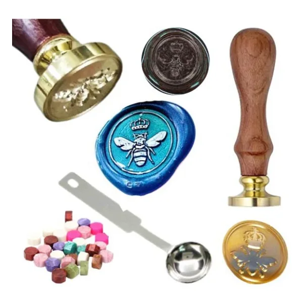Profisher Mektup Damga Mühürü Taç & Arı + 30 Mühür Mumu + Eritme Kaşığı