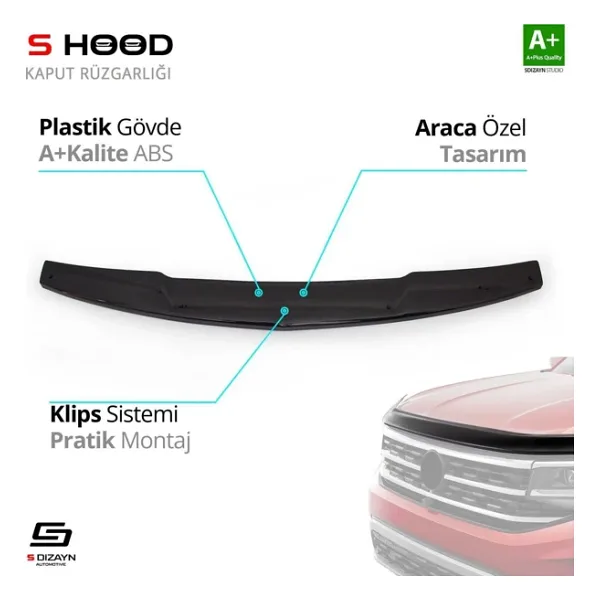 S-Dizayn Mitsubishi Uyumlu L200 Abs Plastik Kaput Rüzgarlığı 2007-2015 A+Kalite Parça