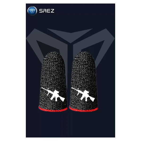 Saez E-spor Parmak Eldivenleri - M4 Baskılı Pubg Oyun Eldiveni Ter Geçirmez 1 Çift - 2 Parmaklık Kırmızı