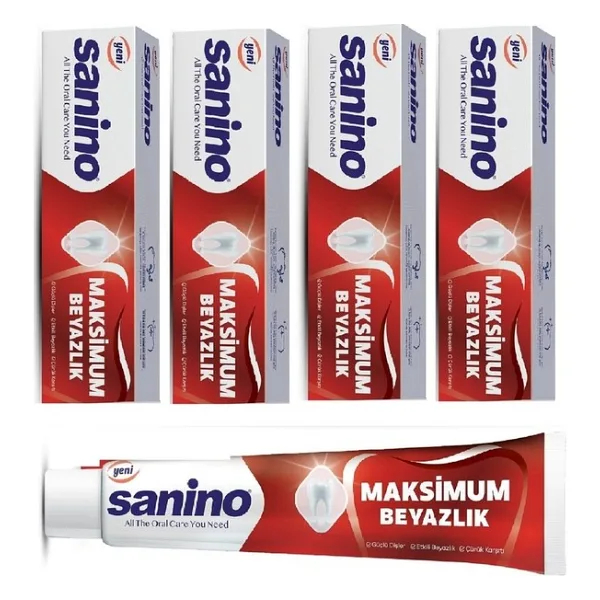 Sanino Maksimum Beyazlık Sanino Diş Macunu 4 Adet 75 ml - Etkili Beyazlık