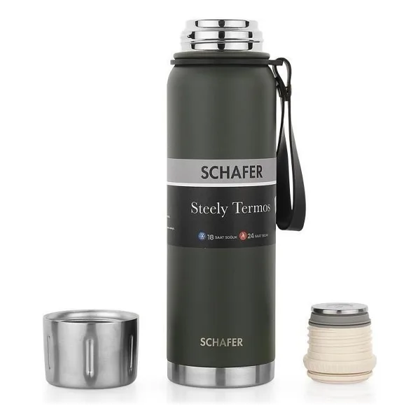 Schafer Steely Yeşil 750 ml Çelik Termos