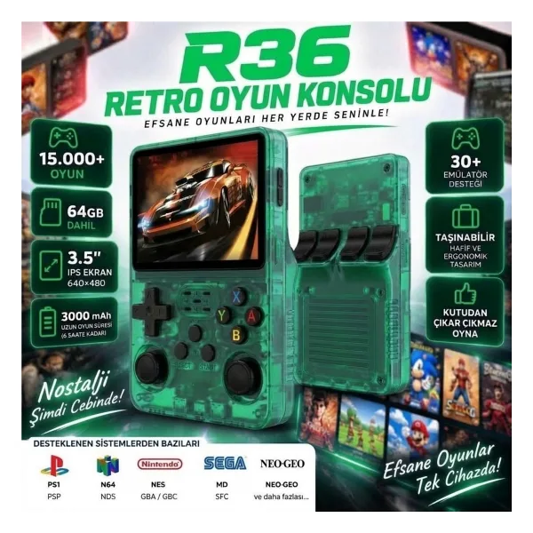 SChitec R36S Yeşil Gameboy