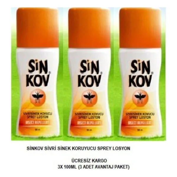 Sinkov Sivrisinek Kovucu Losyon Sinek Koruyucu Spray 3X100 Ml. - Krem