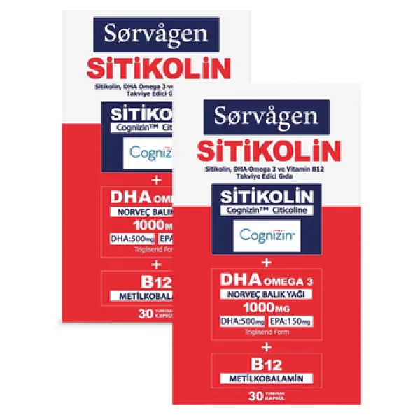 Sorvagen Smart Sitikolin DHA Omega 3 ve B12 30 Kapsül 2'li