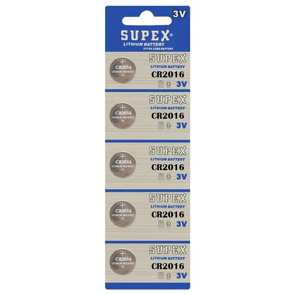 Supex CR2016 3 V 5'li Lityum Düğme Pil