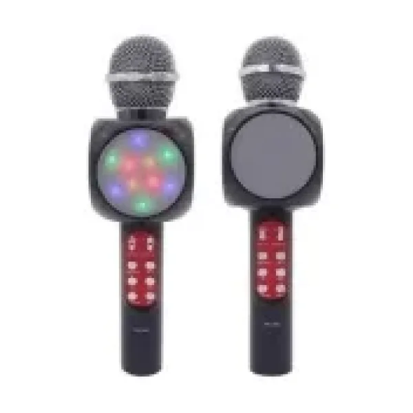 Tastech LED Işıklı Şarjlı Kablosuz Karaoke Mikrofon Bluetooth Hoparlör Ses Değiştirme Sd Kart USB Girişli - Siyah