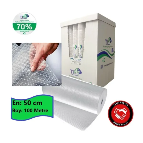 tify Balonlu Naylon 50Cm X 100Mt (En: 50 cm, Boy: 100mt.) Üç Katlı Eşya Koruma Ambalajı, Pat Pat