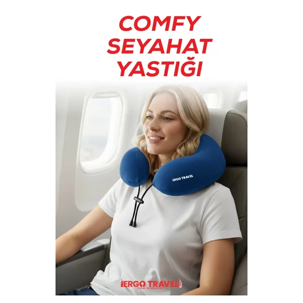 Viscofoam Comfy Ortopedik Seyahat Yastığı Visco Boyun Destekli Seyahat Yastığı - Mavi Ergo Travel
