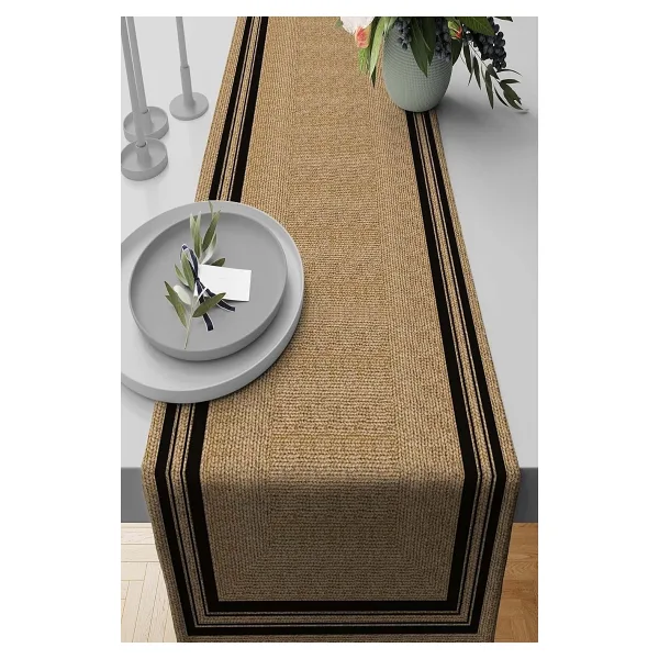 Viva Home 40x140cm Runner Masa Örtüsü Premium Tay Tüyü Dokuma Leke Tutmaz Kumaş Hasır Görünümlü Rnr190