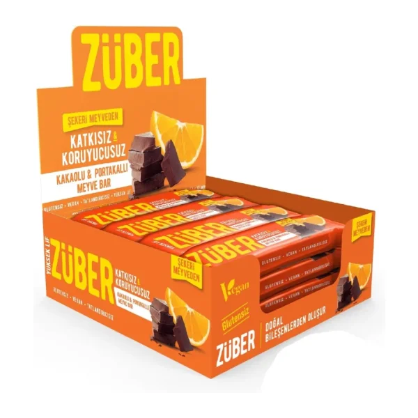 Züber Kakaolu ve Portakallı Meyve Bar 40g x 12 Adet