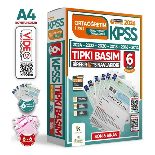 2026 KPSS ORTAÖĞRETİM-LİSE ÖSYM Çıkmış Soru Tıpkı Basım 6lı Deneme Paketi TG Dijital Çözümlü