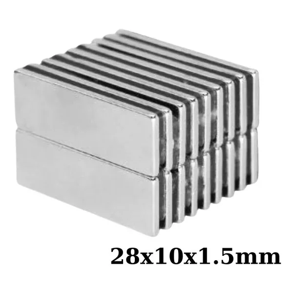 28x10x1.5mm Neodyum Güçlü Mıknatıs - Neodim Magnet