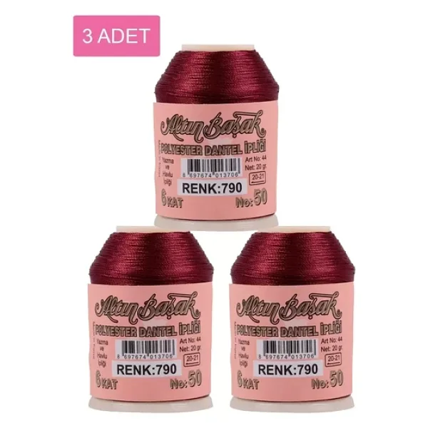 3 Adet Altınbaşak Oya ve Dantel İpi 20 gr - Royaleks - No: 790