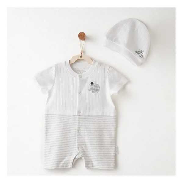 AndyWawa Jacquard Hello Elephant AC26591 Şapkalı Erkek Bebek Tulum Takımı