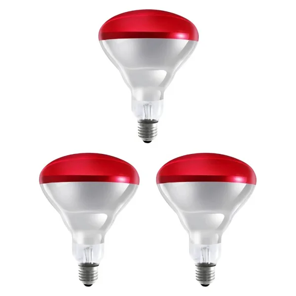 Avarson (3 Adet) 250W Kızılötesi (infrared) Isıtıcılı Hayvan Isıtma ve Kuluçka Lambası (Kırmızı Işık) E27 (Kalın Duy)