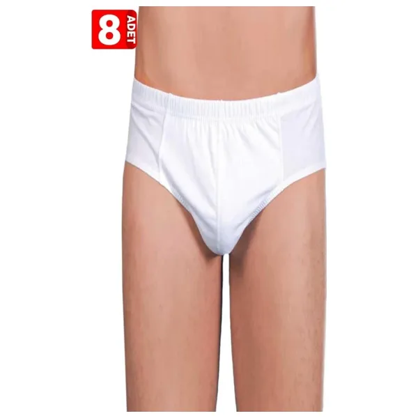 Berrak Erkek %100 Pamuk 8'Li Paket %100 Pamuk Beyaz Slip Külot