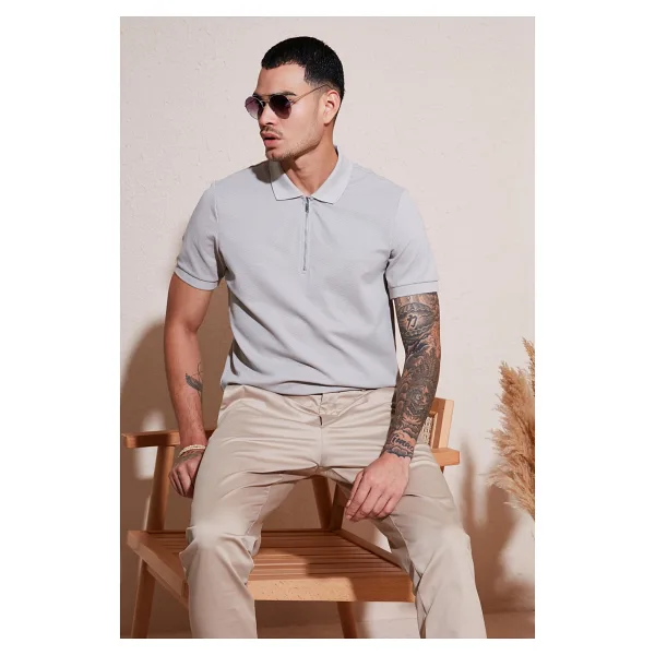 Buratti 5902915 Gri Kısa Kollu Polo Yaka Erkek Tişört