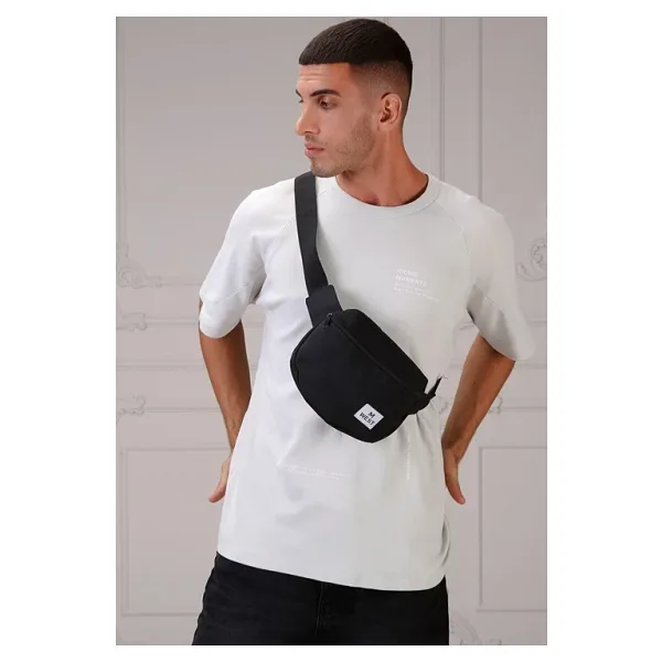 D'VERS Unisex Siyah Tek Bölme Bel Ve Omuz Çantası