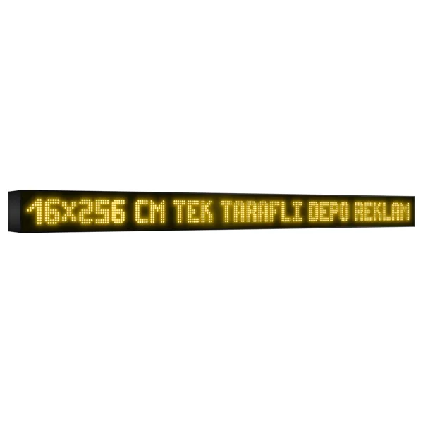 Depo Tabela Reklam Sarı Kayan Yazı LED Tabela 16 x 256CM Tek Taraflı Depo Reklam Tabela - 16 x 256 cm
