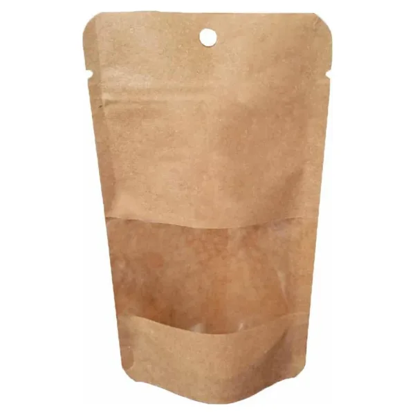 Doypack Pencereli Kraft Delikli Kilitli Kese Kağıdı - Küçük Boy - 11x18x7 Cm. - 20 Adetlik 1 Paket