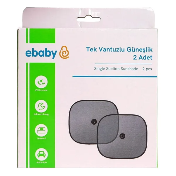 Ebaby Tek Vantuzlu Güneşlik 2 Parça Siyah