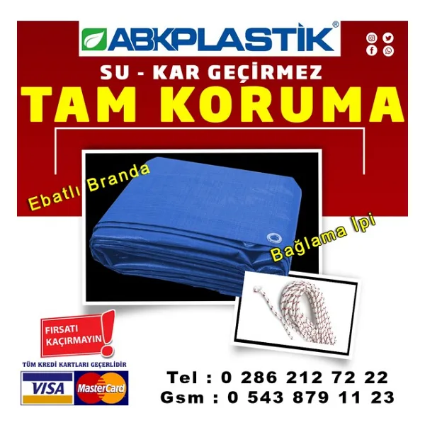 Ebatlı Pvc Branda Gölgelik Su Geçirmez Çadır 4 mt x 6 mt - Mavi - 4 x 6 mt