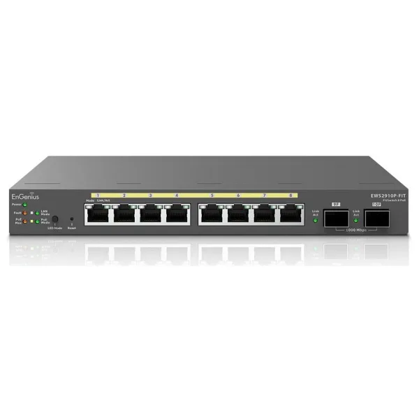 EnGenius EWS2910P-FIT 8 Port Gigabit PoE Yönetilebilir Switch | 55W PoE | 2x SFP Uplink