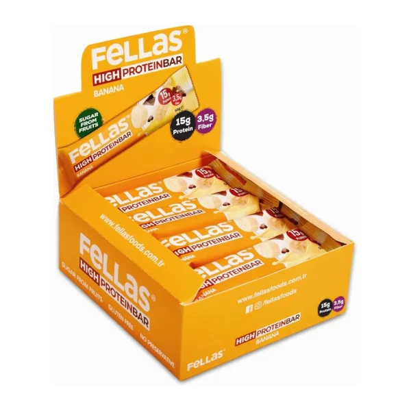 Fellas Yüksek Protein Bar - Muzlu 45 g x 12 Adet