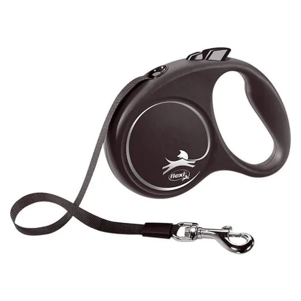 Flexi Black Design Small 5 M Şerit Siyah Otomatik Köpek Gezdirme Tasması
