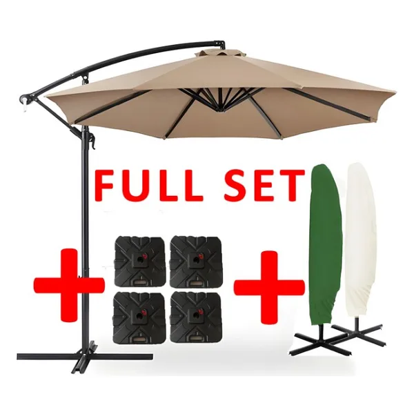 Gunbo Home Full Set 3 mt 8 Kaburga Full Demir 21 kg Bahçe Şemsiyesi Havuz Şemsiyesi, Teras Şemsiyesi, Büyük Şemsiye, Yandan Kollu Şemsiye, Parasol - Bej