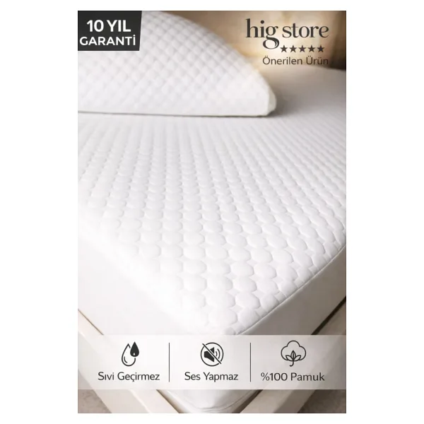 Hig Store Desert Touch Fitted %100 Pamuk Su Sıvı Geçirmez Yatak Koruyucu Alez Tek-Çift Battal Yastık Boy