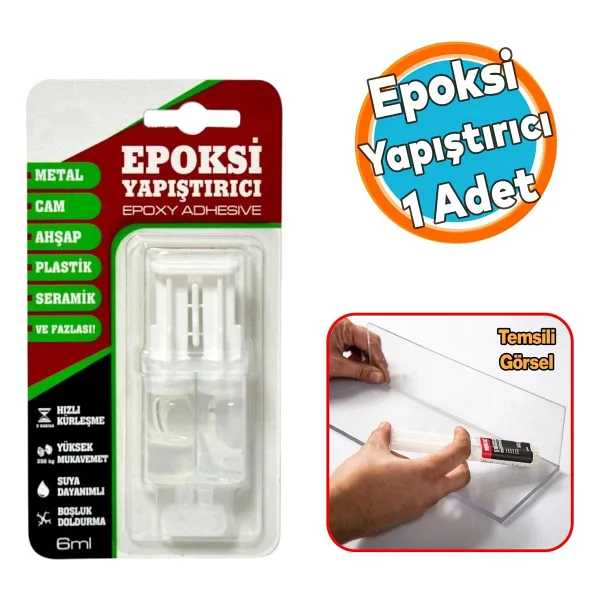 Hızlı Kuruyan Epoksi Yapıştırıcı 6 Ml Güçlü Genel Amaçlı Yapışma Metal Plastik Seramik Cam Kullanım