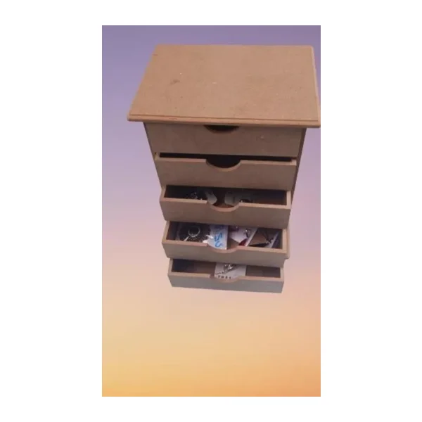 Hobi 90038 Dekoratif Takı Şifonyeri 5 Çekmece Model HAM Ahşap MDF El yapımı