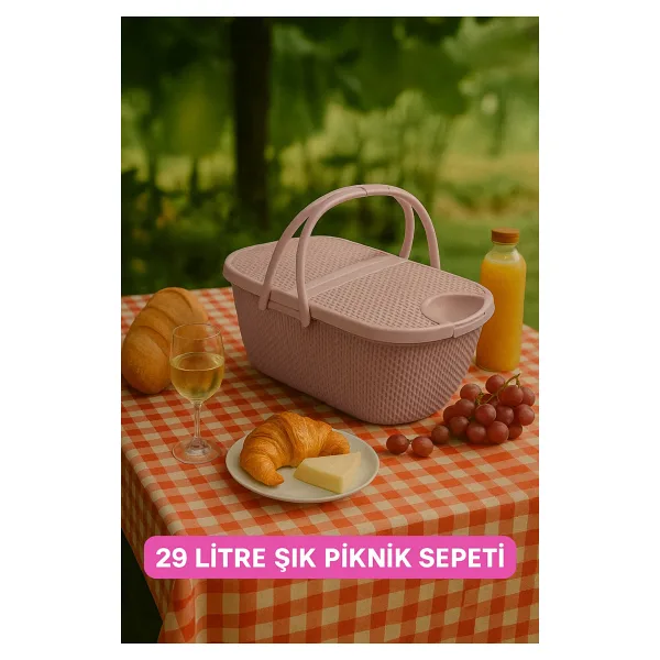İ&A HOME PEMBE 30LT. PİKNİK SEPETİ