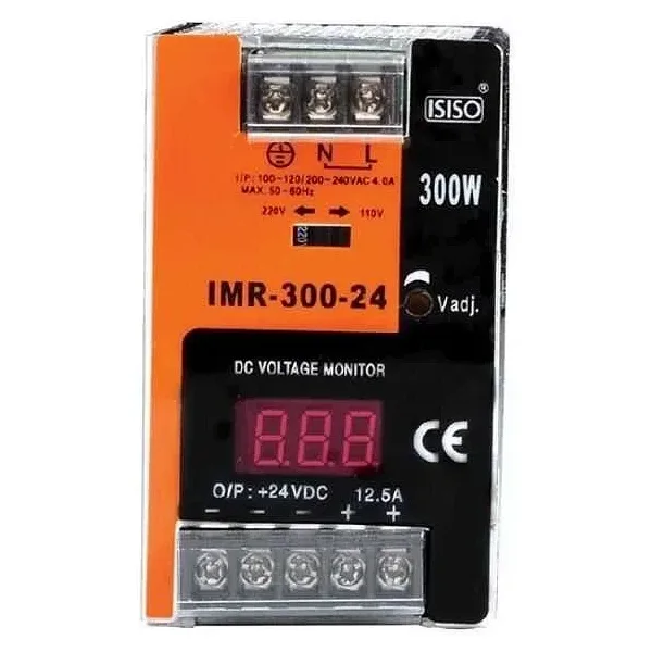 IMR-300-12 - 300W 12VDC 25.0A Mini Göstergeli Raya Montajlı Güç Kaynağı