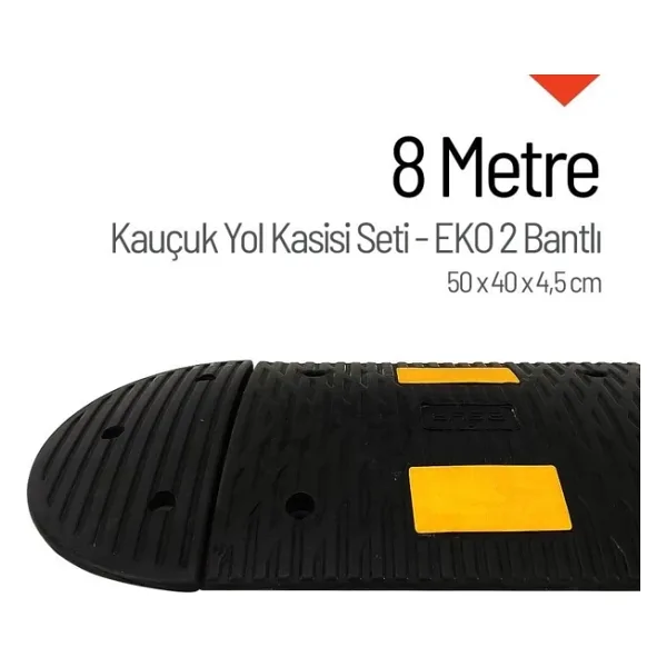 Kauçuk Hız Kesici, Yol Kasisi 50 x 40 x 4,5cm - EKO 2 Bantlı - 8 Metre