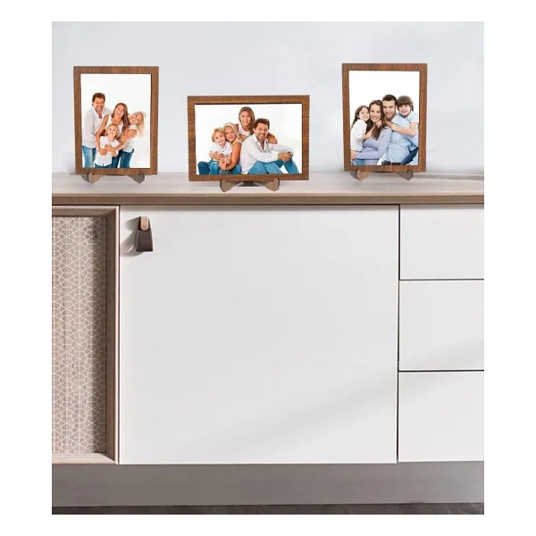 KEMSON 3 Adet Ahşap Ayaklı Resim Çerçevesi 13x18 Resme Uygun (camsız)
