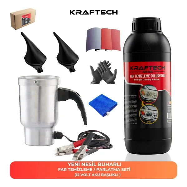 Kraftech Buharlı Far Temizleme Far Parlatma Seti 12 Volt