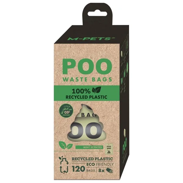 M-PETS POO 100% RECYCLED DIŞKI POŞETİ NANE KOKULU 8X15 YAPRAK